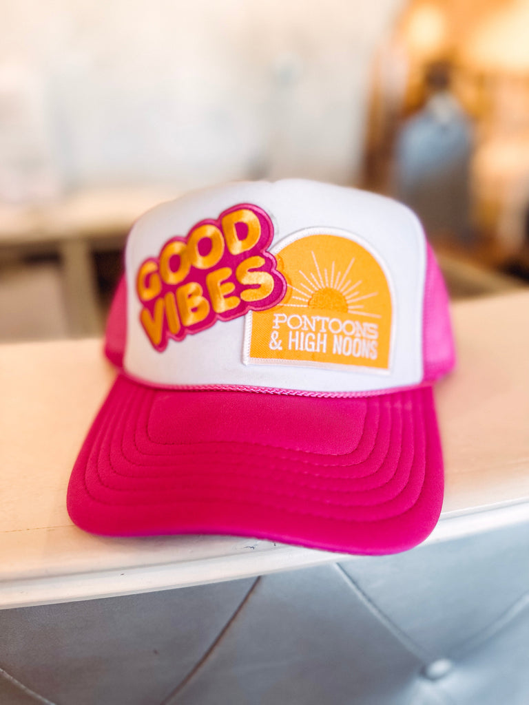 Eccentrics Boutique Hat Good Vibes Trucker Hat Pink