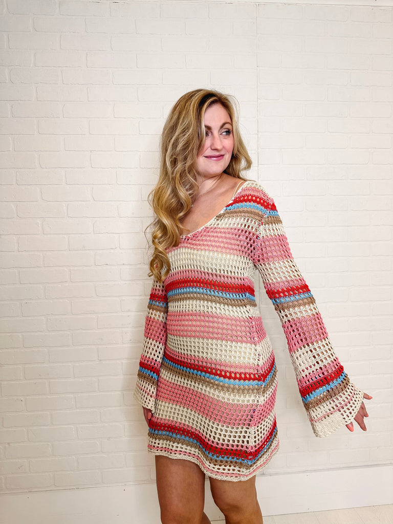 Eccentrics Boutique Dress Starlit Striped Crochet Dress