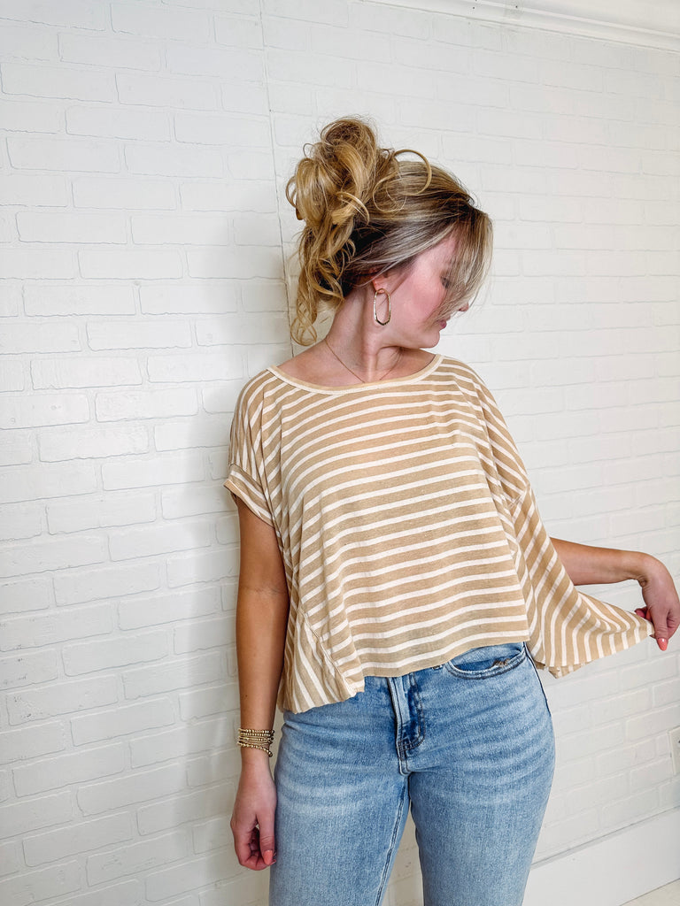 Eccentrics Boutique Shirts & Tops Twinkle In Your Eye Striped Cropped Top