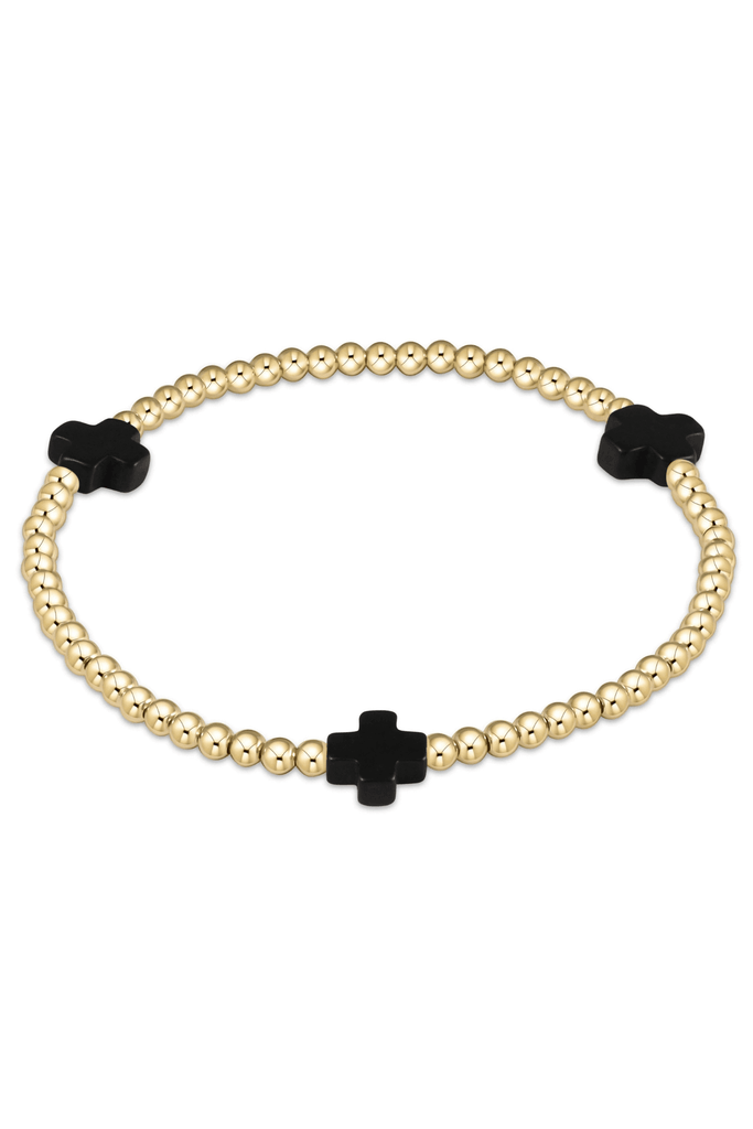 enewton Jewelry Enewton Signature Cross Gold Pattern 3mm Bead Bracelet 3mm / Onyx