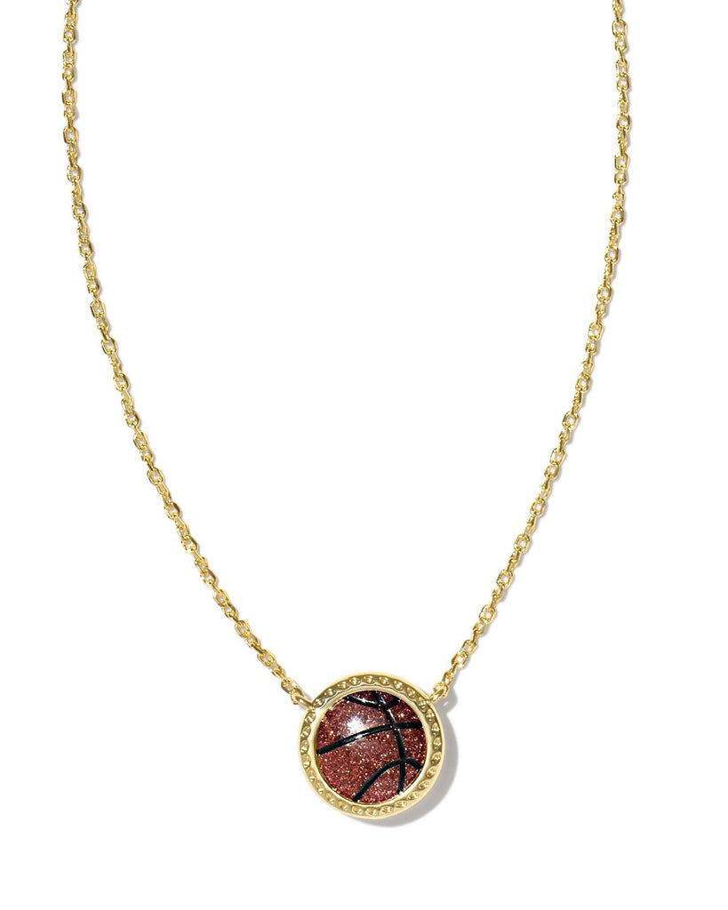 Kendra Scott Jewelry Kendra Scott Basketball Short Pendant Necklace-- Gold Orange Goldstone