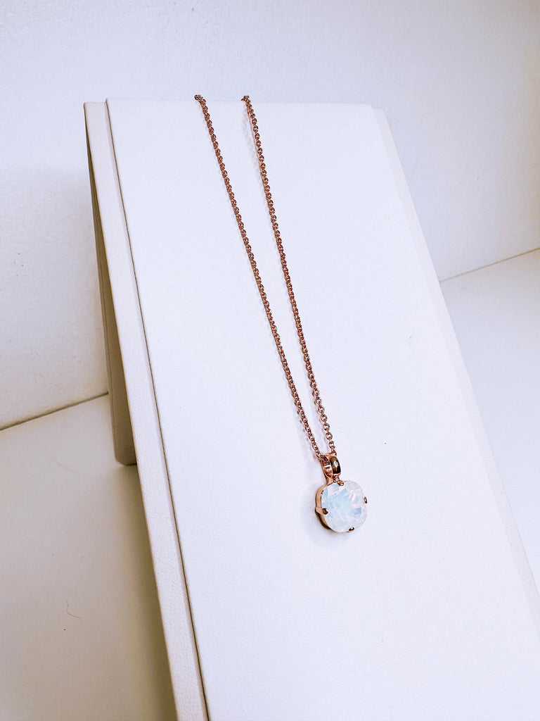 Mariana Jewelry Mariana Cushion Cut Pendant-- White Opal Rose Gold