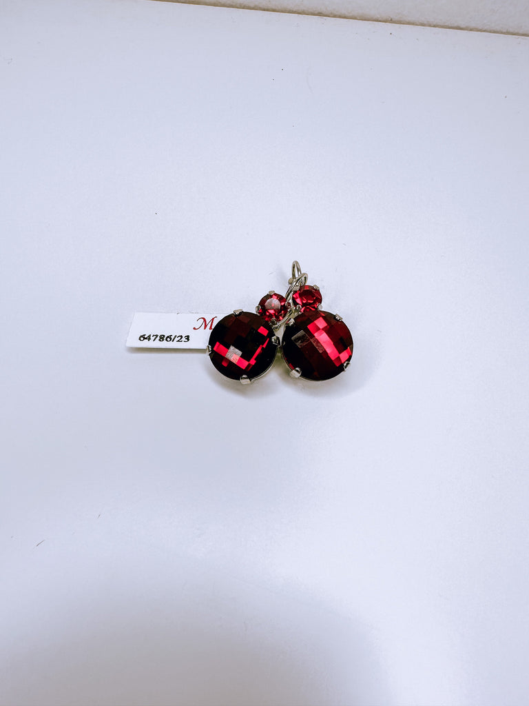 Mariana Jewelry Mariana Extra Luxurious Double Stone Leverback Earrings-- Siam Rhodium