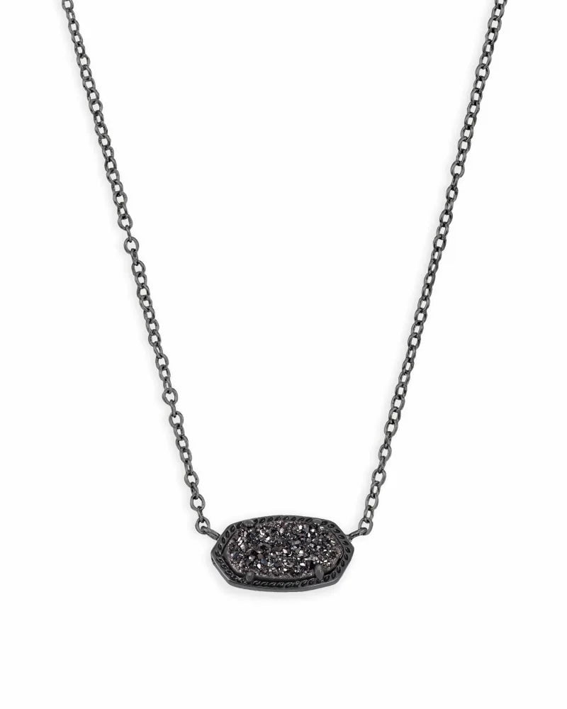 Kendra Scott Jewelry Kendra Scott Elisa Pendant Necklace Gunmetal Black Drusy
