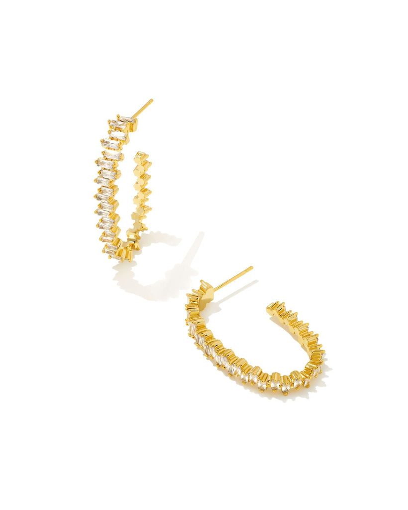 Kendra Scott Jewelry Kendra Scott Juliette Oval Hoop Earrings Gold White Crystal