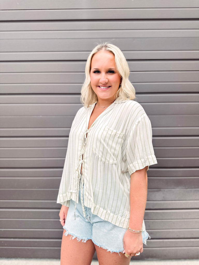 Daze Denim Shirts & Tops Buttercup Tie Front Striped Shirt
