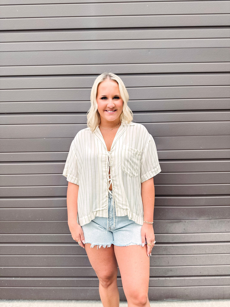Daze Denim Shirts & Tops Buttercup Tie Front Striped Shirt