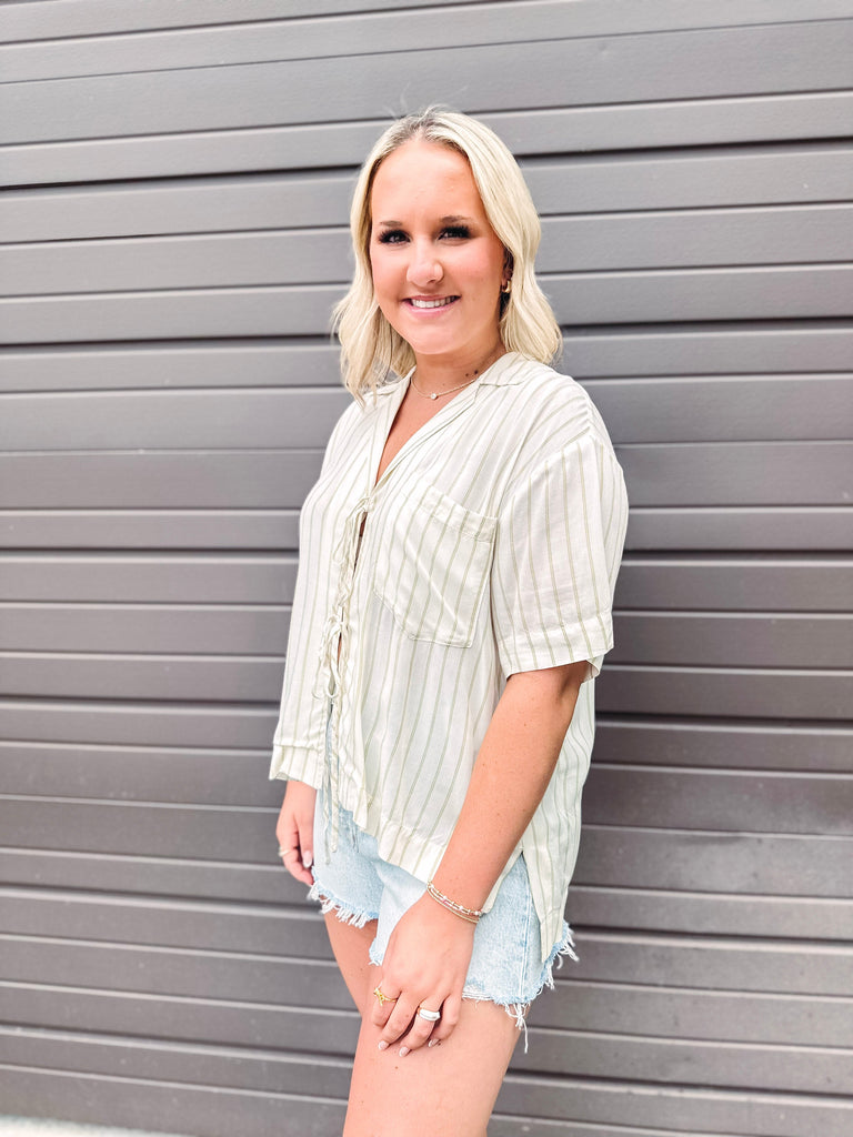 Daze Denim Shirts & Tops Buttercup Tie Front Striped Shirt