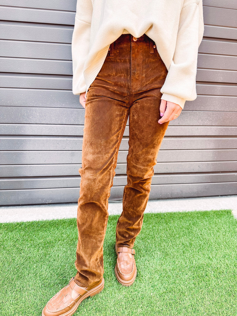 Daze Denim Pants Daze- Smarty Pants High Rise Denim in Cognac