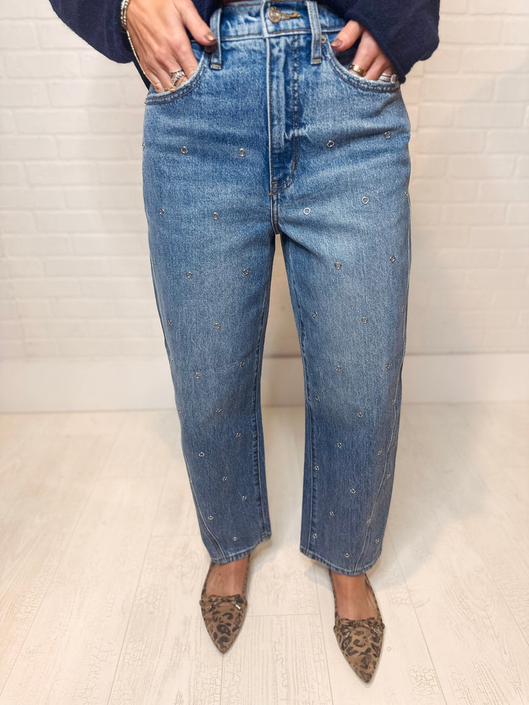 Daze Denim Denim Westward High Rise Barrel Leg Denim-- Nailed It