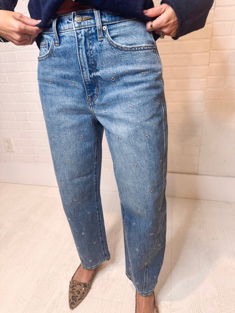 Daze Denim Denim Westward High Rise Barrel Leg Denim-- Nailed It