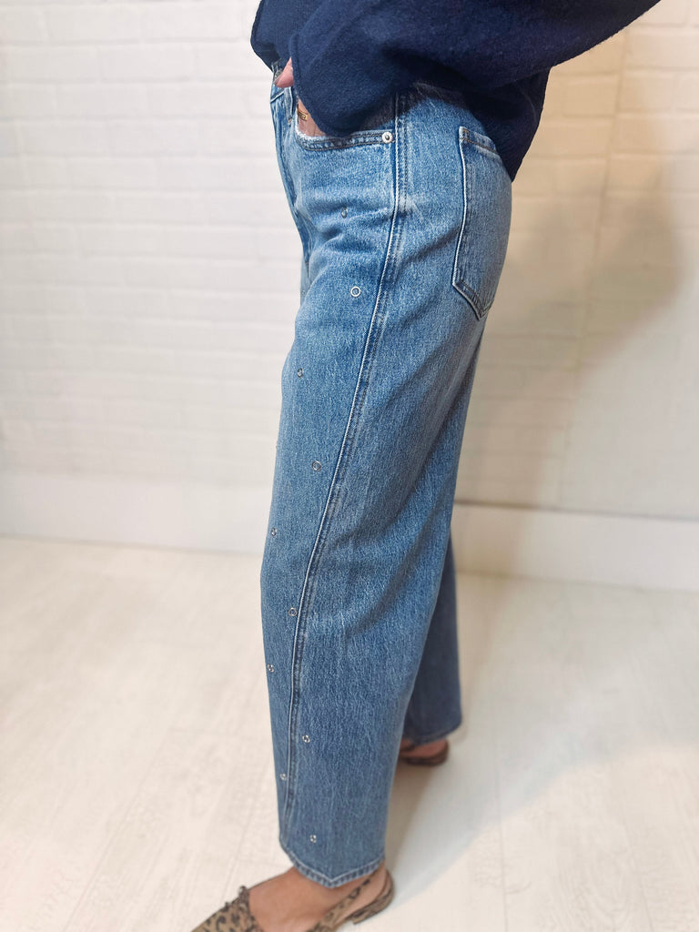 Daze Denim Denim Westward High Rise Barrel Leg Denim-- Nailed It