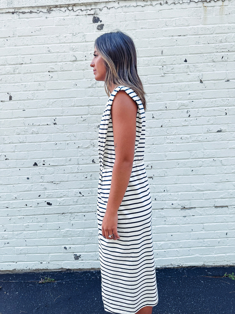 Eccentrics Boutique Dress A Striped Moment Midi Dress