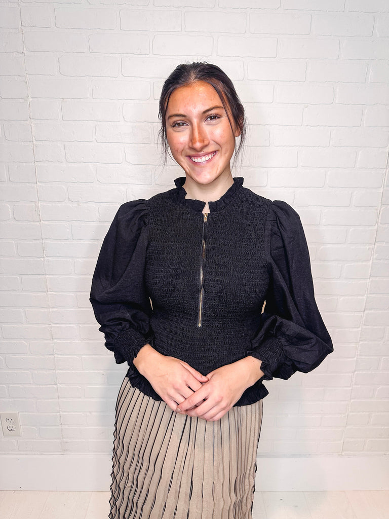 Eccentrics Boutique Shirts & Tops All I Want for Christmas Black Puff Sleeve Top