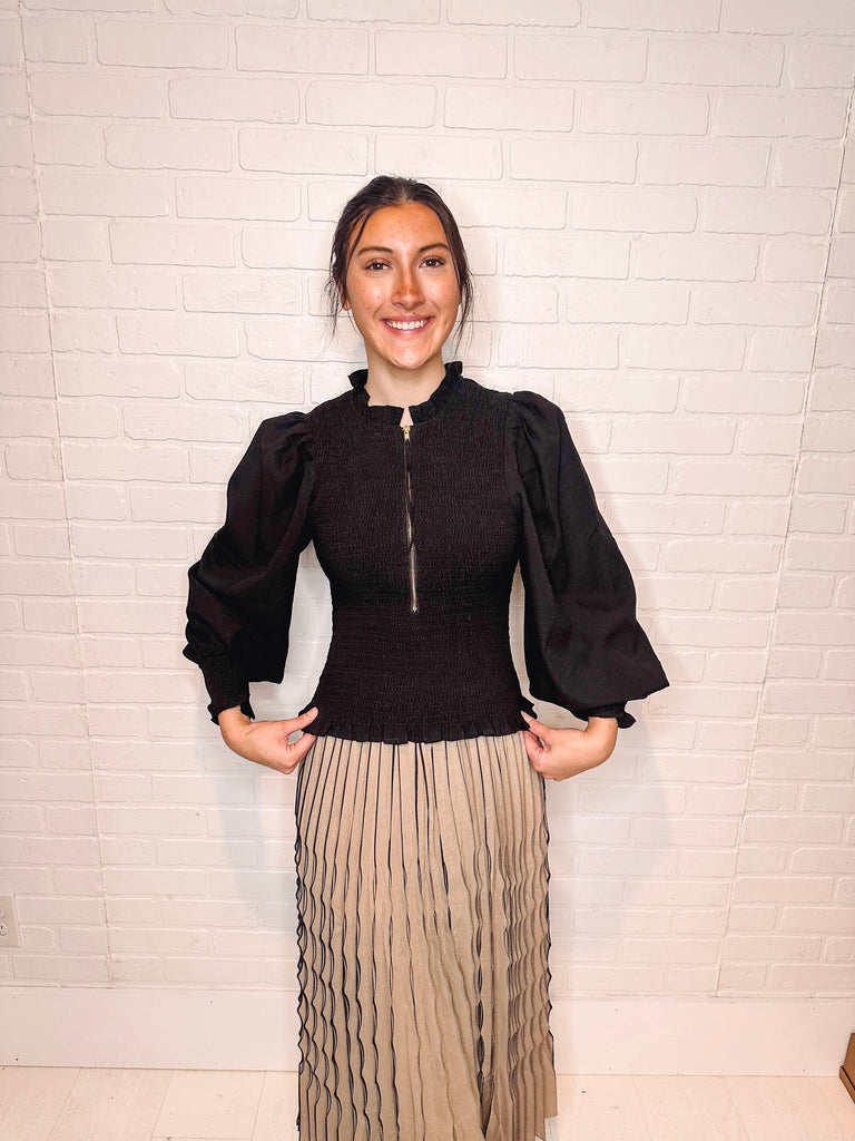 Eccentrics Boutique Shirts & Tops All I Want for Christmas Black Puff Sleeve Top