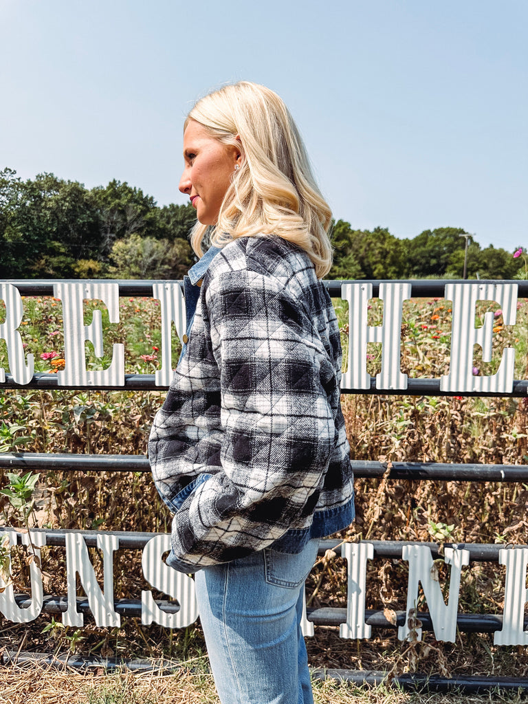 Eccentrics Boutique Jacket All the Fall Feels Plaid + Denim Jacket