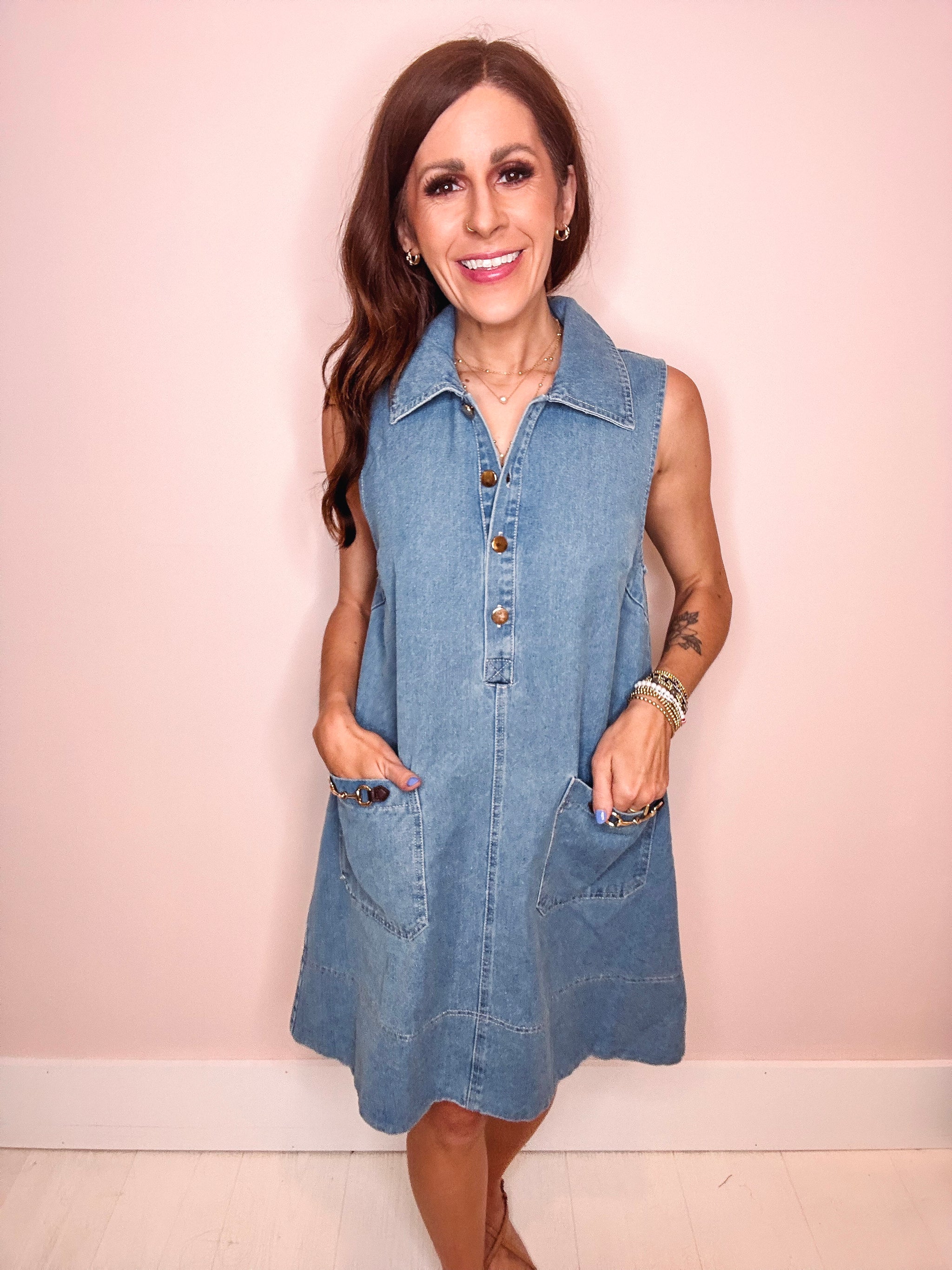 Amy Denim Shift Dress Blue / Small / Cotton Amy Denim Shift Dress Blue / Small / Cotton