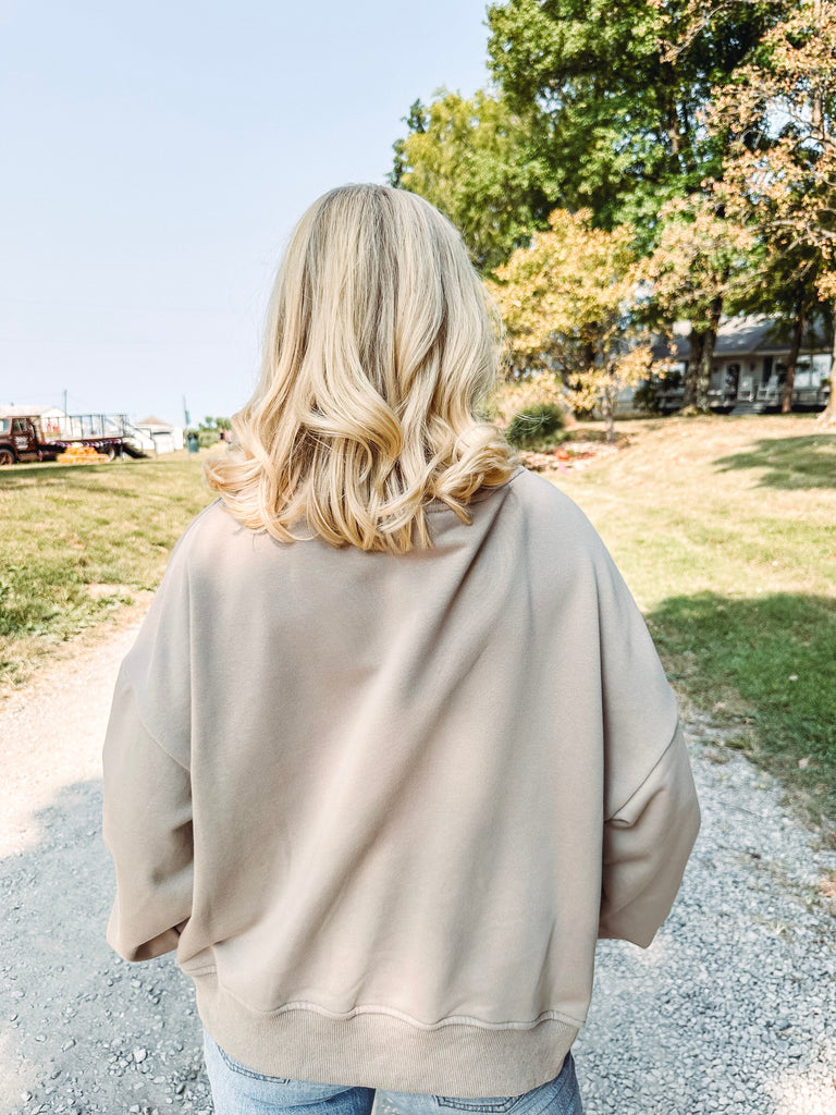 Eccentrics Boutique Sweatshirt At Midnight Open Back Sweatshirt-- Taupe