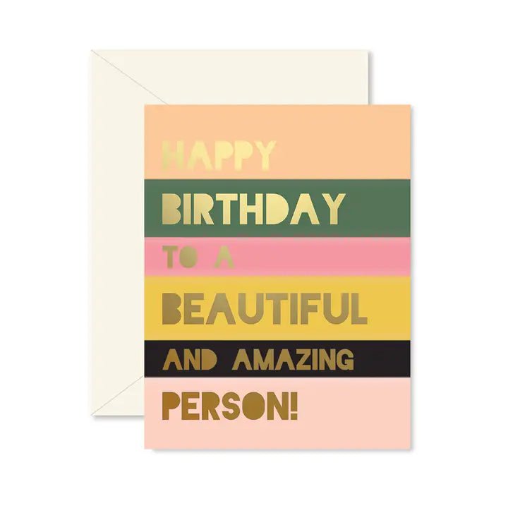 Eccentrics Boutique Greeting Card Beautiful Person Colorblock Birthday Greeting Card