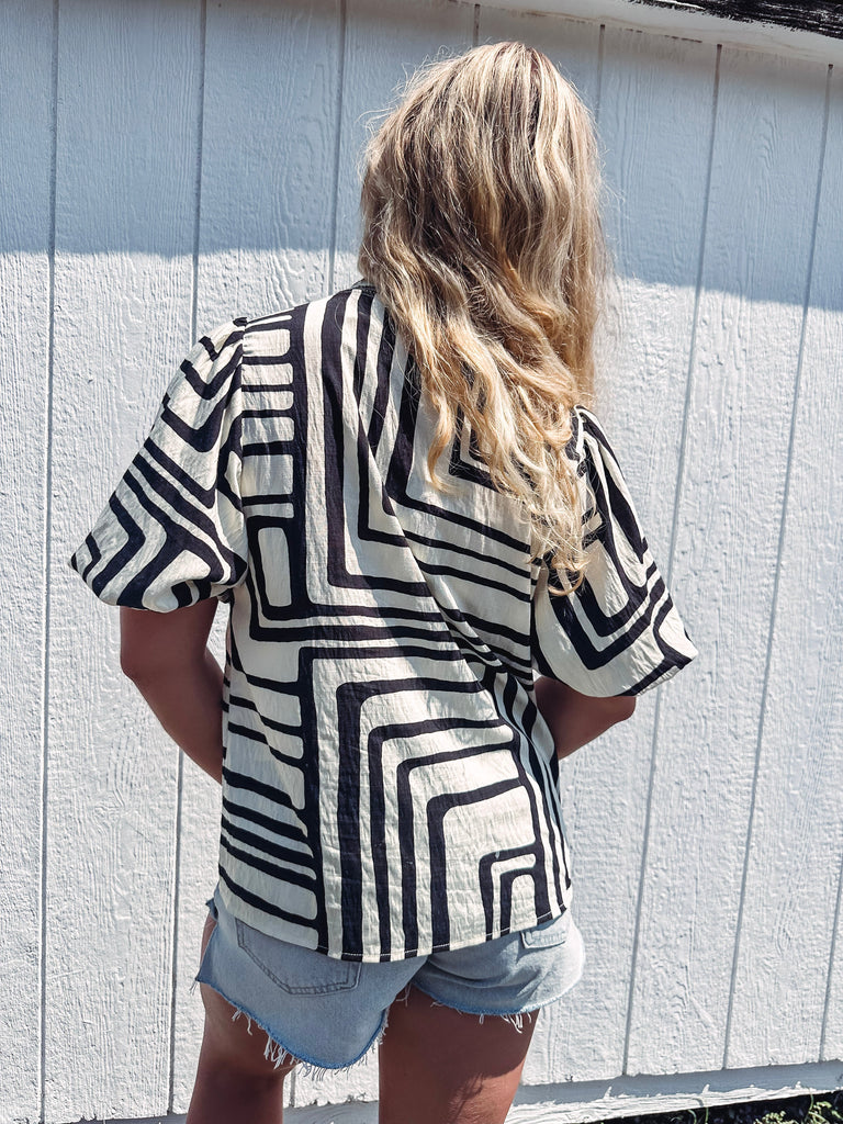 Eccentrics Boutique Shirts & Tops Bella Puff Sleeve Print Top