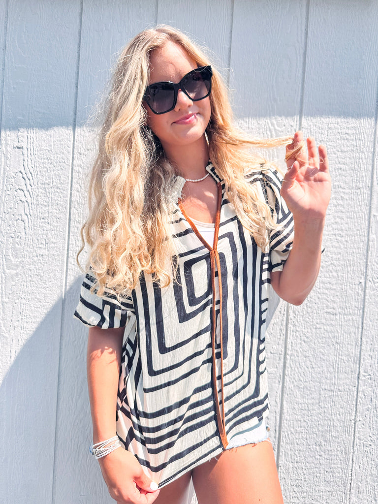 Eccentrics Boutique Shirts & Tops Bella Puff Sleeve Print Top