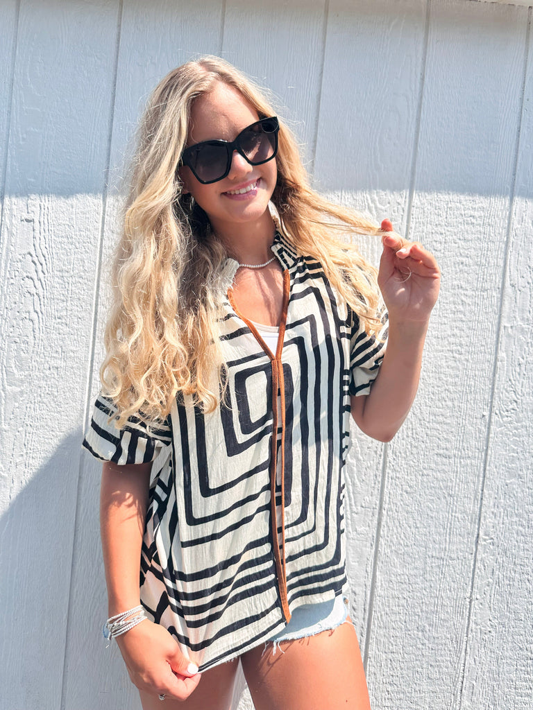 Eccentrics Boutique Shirts & Tops Bella Puff Sleeve Print Top