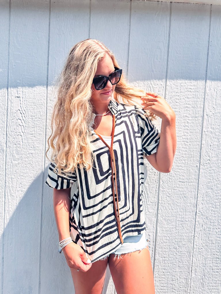 Eccentrics Boutique Shirts & Tops Bella Puff Sleeve Print Top