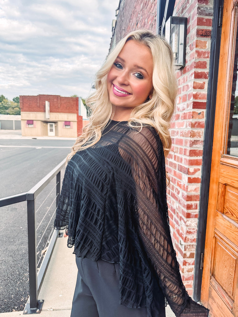 Eccentrics Boutique Top Belle Textured Cape Top