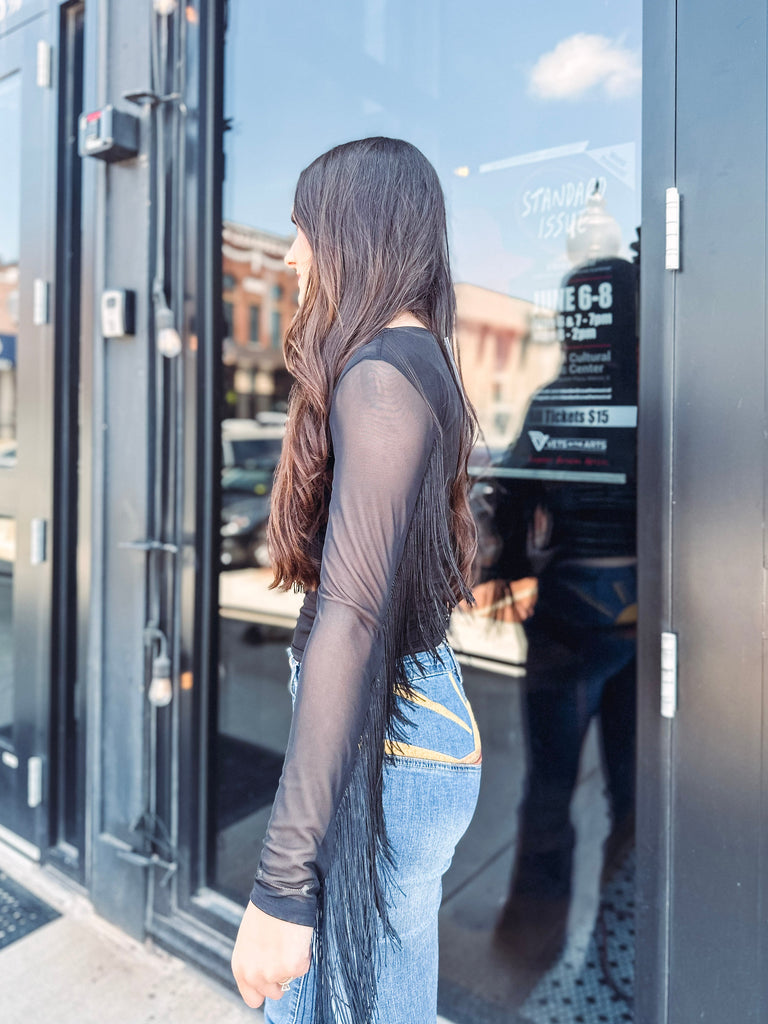 Eccentrics Boutique Shirts & Tops Black Magic Fringed Top