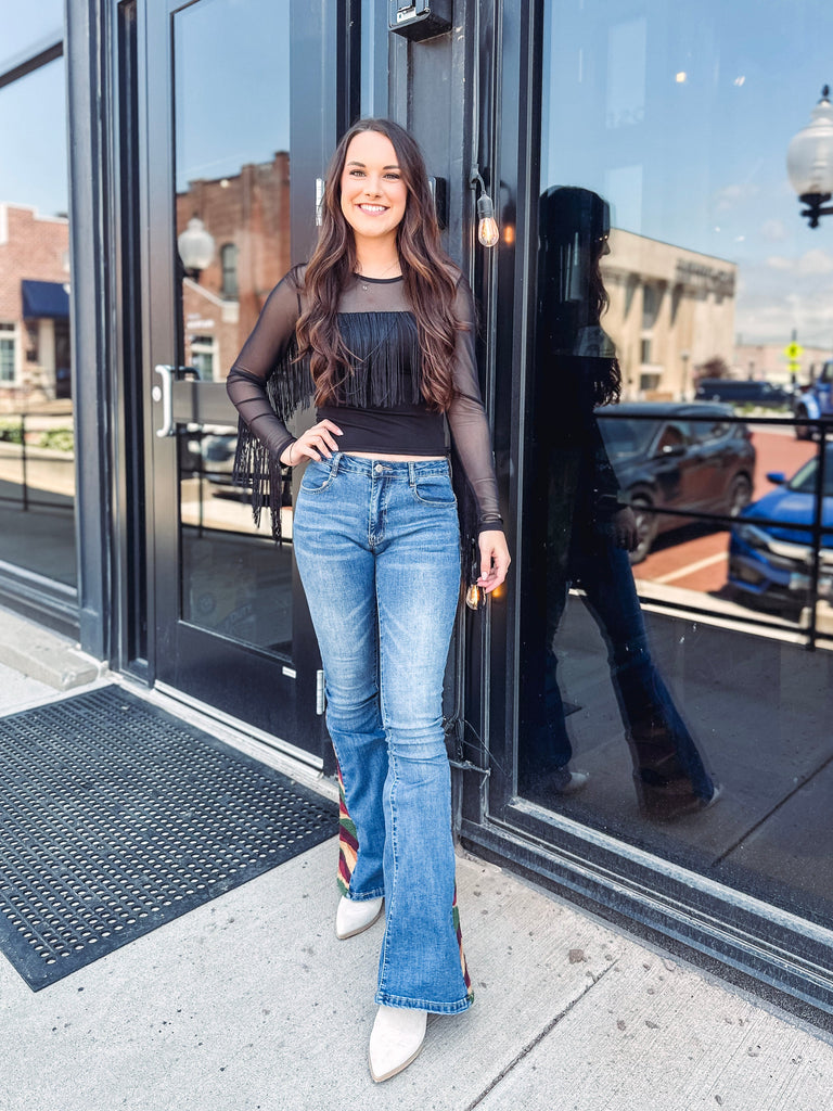 Eccentrics Boutique Shirts & Tops Black Magic Fringed Top