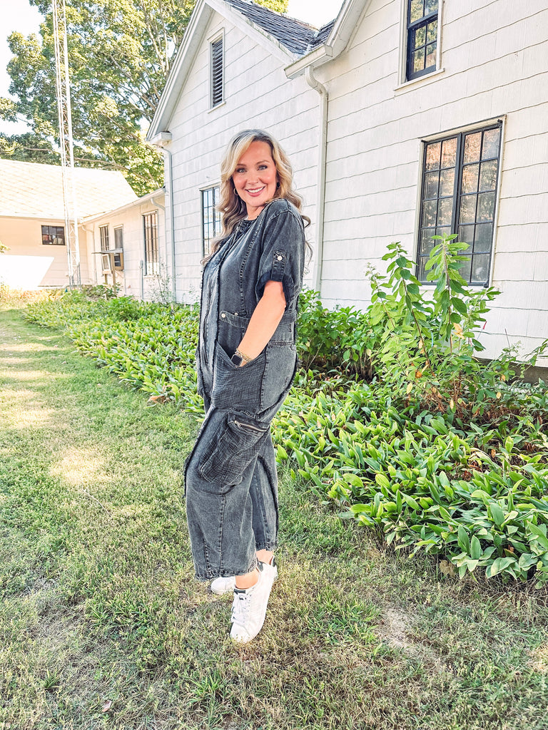 Eccentrics Boutique Jumpsuit Black Stonewash Jumpsuit