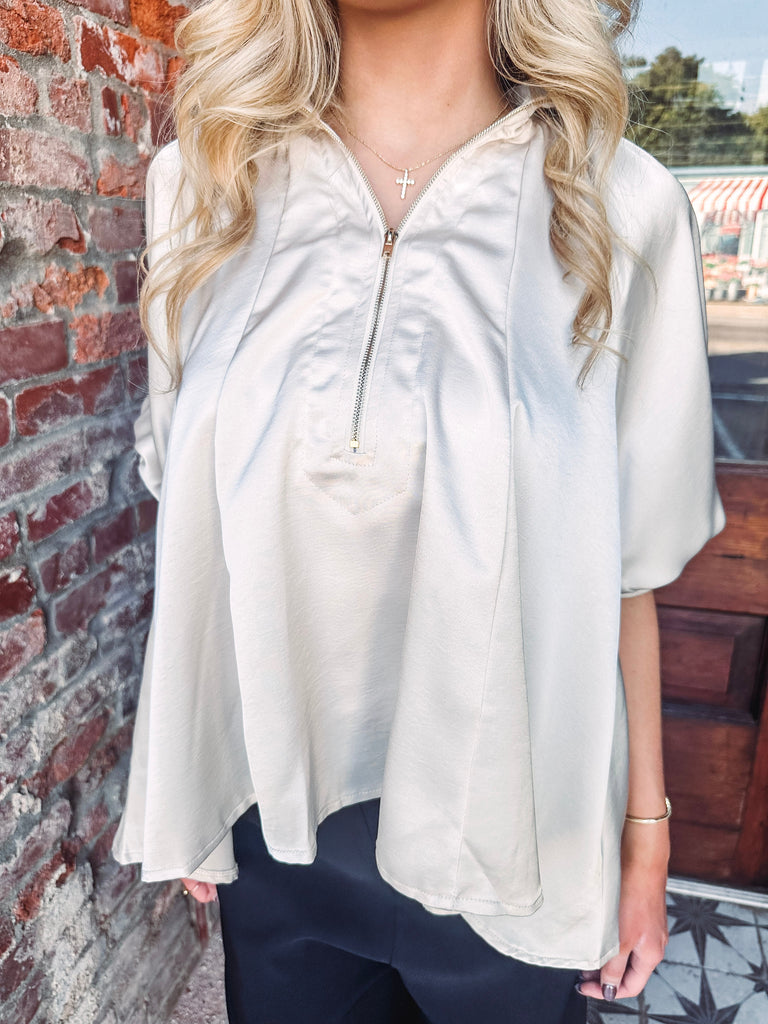 Eccentrics Boutique Shirts & Tops Camilla Mock Neck Banded Puff Sleeve Blouse