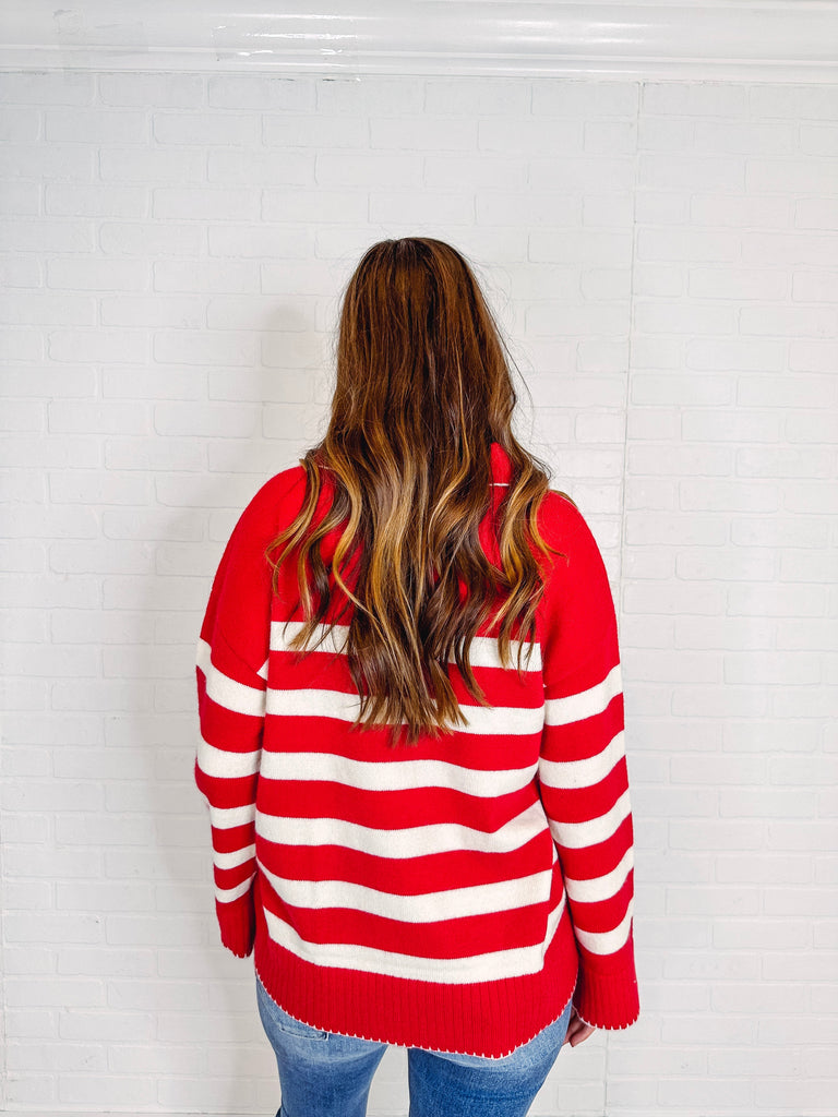 Eccentrics Boutique Sweater Candy Cane Striped Collared Sweater