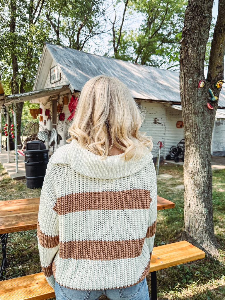 Eccentrics Boutique Sweater Caramel Corn Striped Sweater