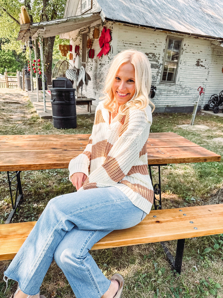 Eccentrics Boutique Sweater Caramel Corn Striped Sweater