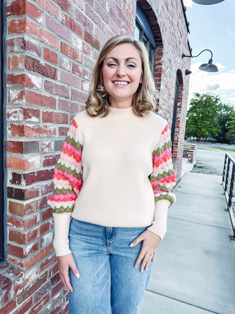 Eccentrics Boutique Sweater Carrie Colorful Knit Sleeve Sweater