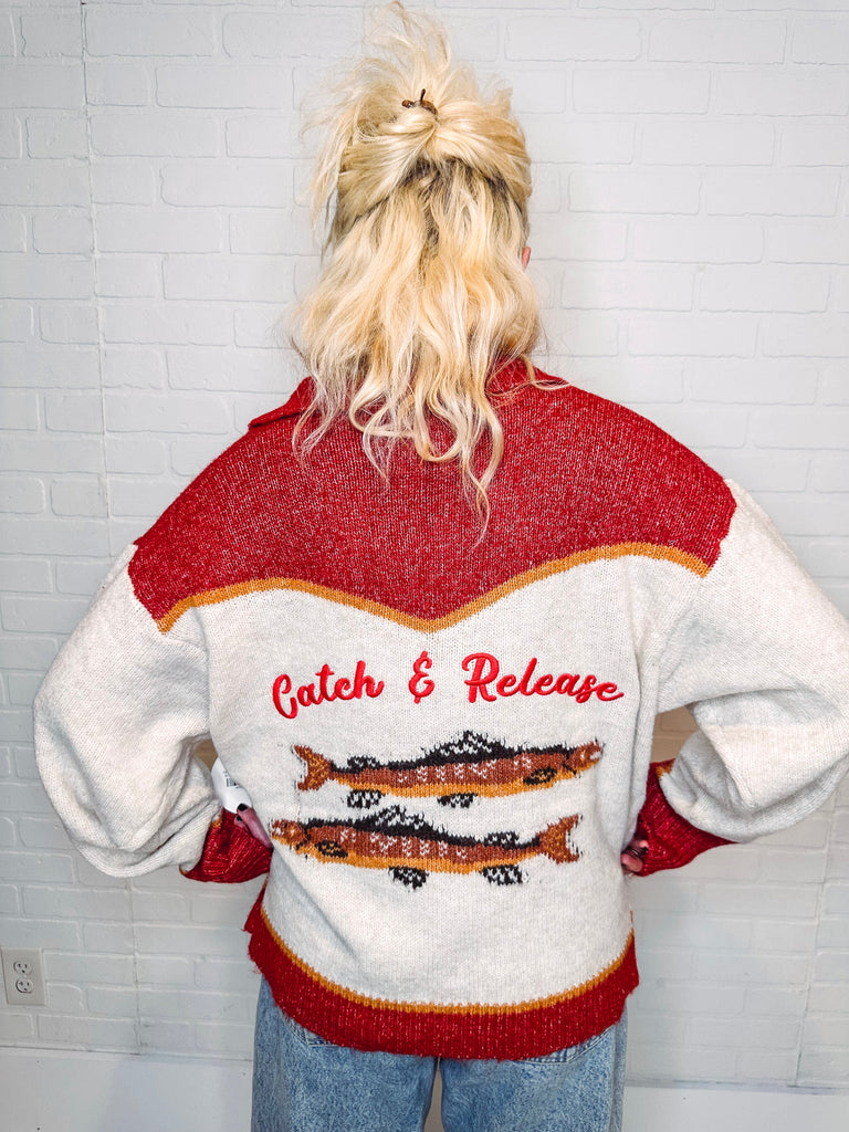 Eccentrics Boutique Sweater Catch & Release Zip Up Knit Sweater