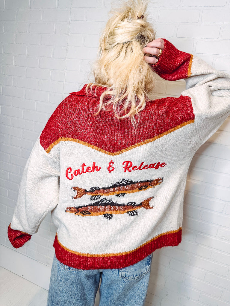 Eccentrics Boutique Sweater Catch & Release Zip Up Knit Sweater