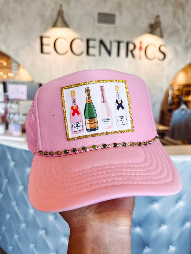 Eccentrics Boutique Hat Champagne Problems Trucker Hat Pink