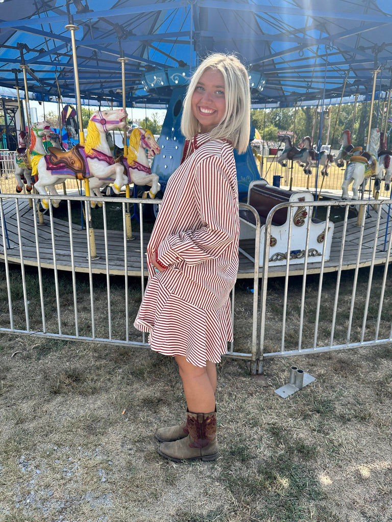 Eccentrics Boutique Dress Cheyenne Striped Tiered Dress