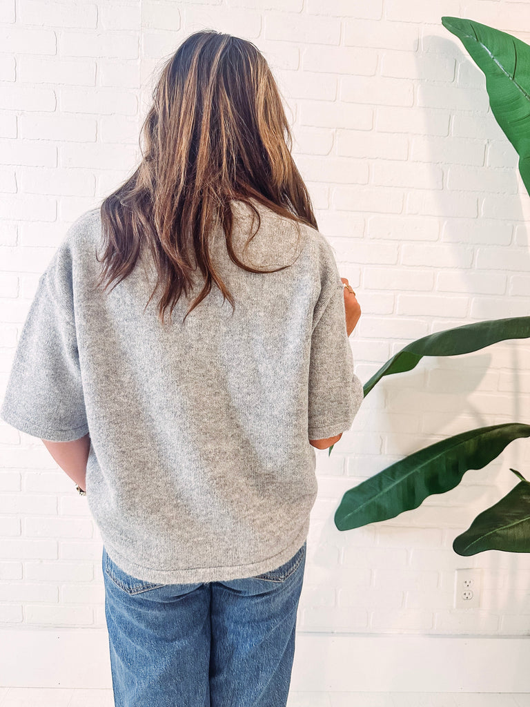 Eccentrics Boutique Sweater Chill Vibes Short Sleeve Button Up Sweater