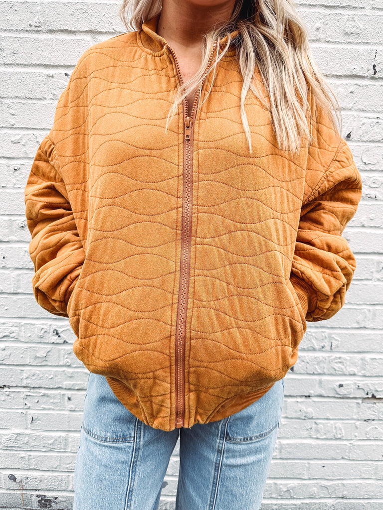 Eccentrics Boutique Jacket Chilly Autumn Morning Quilted Bomber Jacket