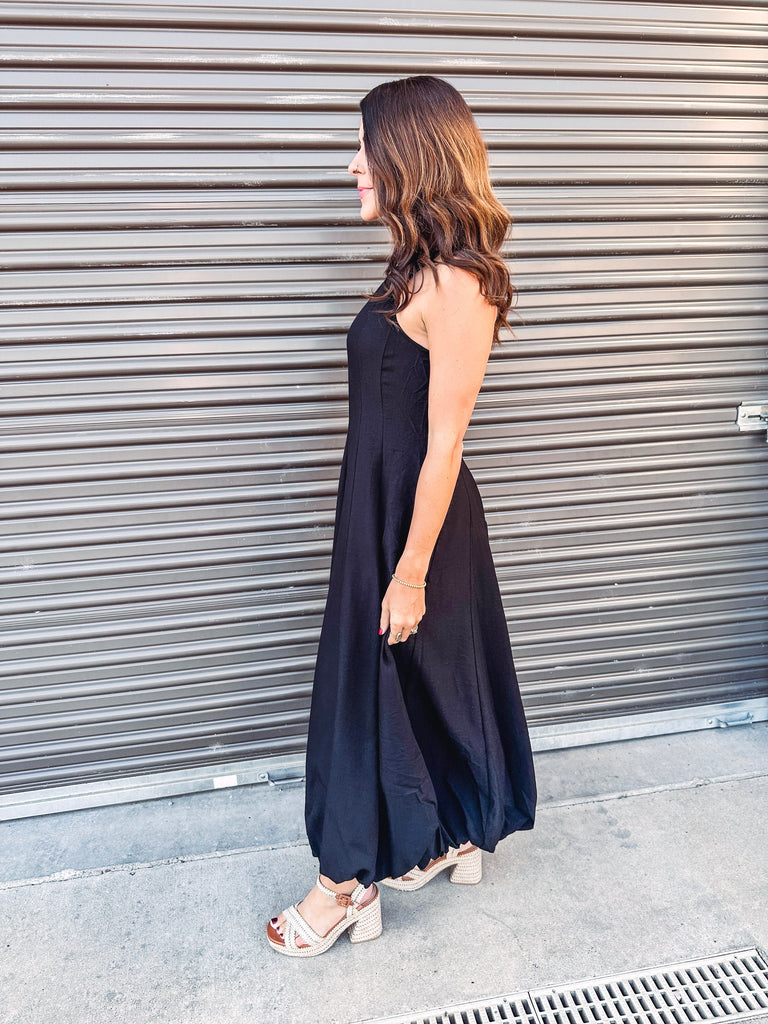 Eccentrics Boutique Dress Cinder Maxi Dress with Bubble Hem Finish