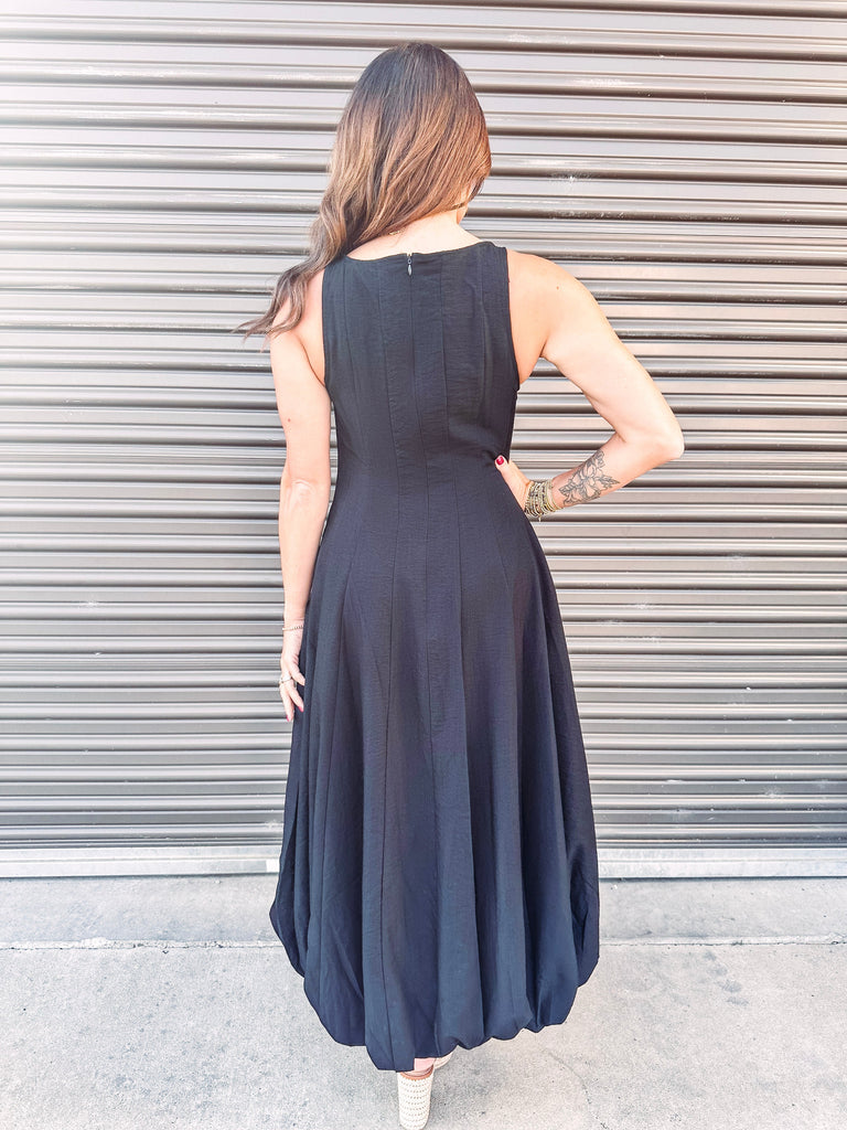 Eccentrics Boutique Dress Cinder Maxi Dress with Bubble Hem Finish