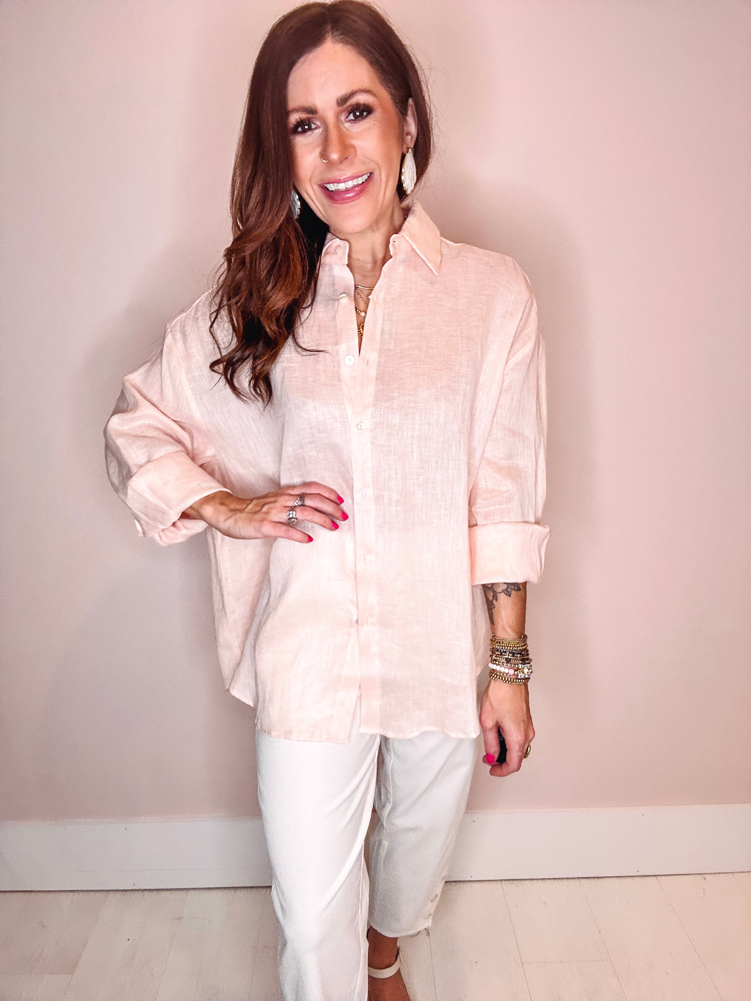 Coral Sky Linen Shirt Peach / Medium / Linen Coral Sky Linen Shirt Peach / Medium / Linen