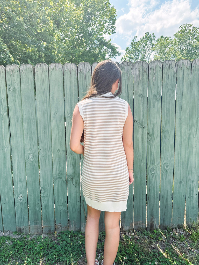 Eccentrics Boutique Dress Country Club Inspo Striped Polo Dress