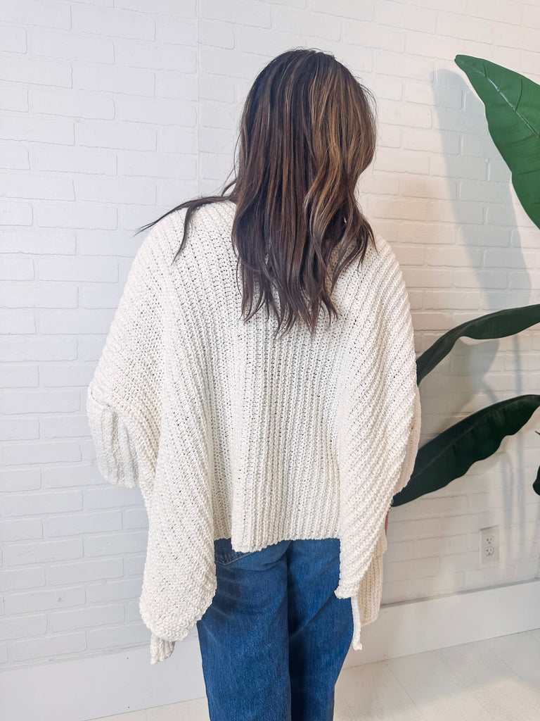 Eccentrics Boutique Cardigan Cuddle Up Chunky Chenille Cardigan-- Cream