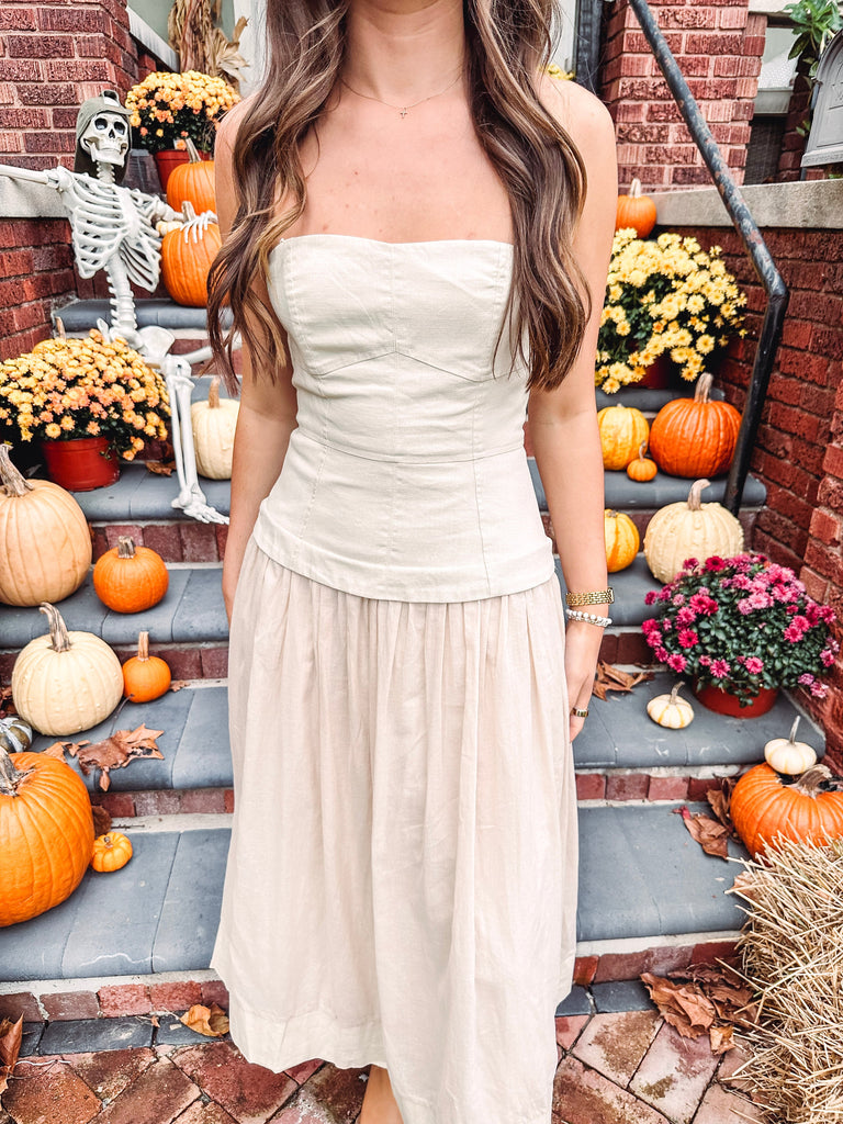 Eccentrics Boutique Dress Dahlia Corset Dress--Beige