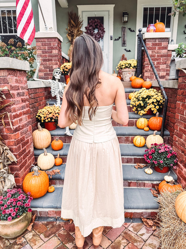 Eccentrics Boutique Dress Dahlia Corset Dress--Beige