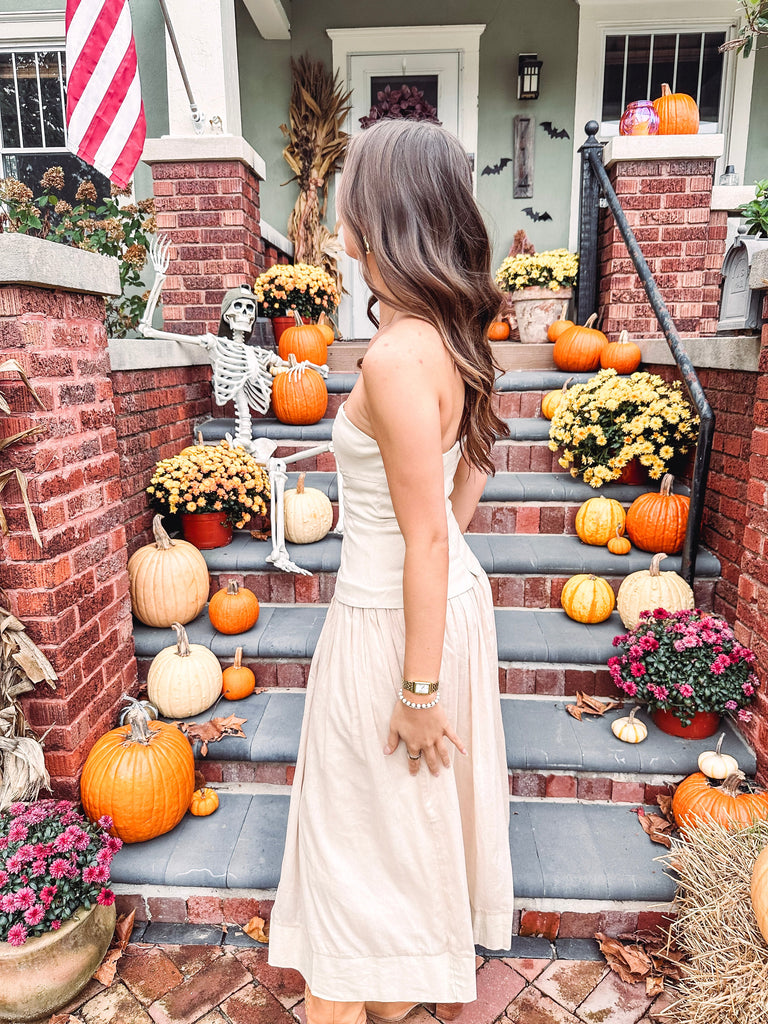 Eccentrics Boutique Dress Dahlia Corset Dress--Beige